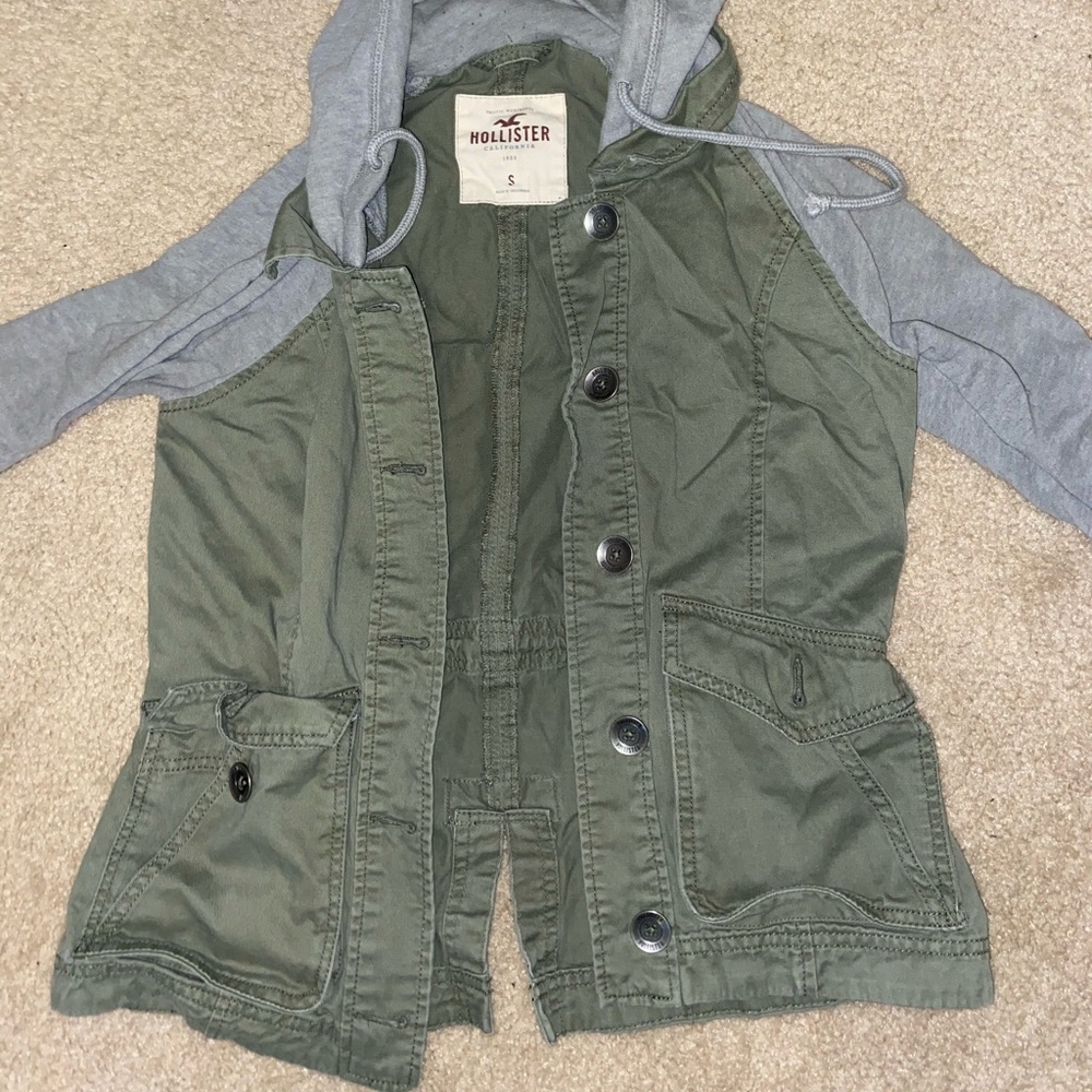Army green button up jacket